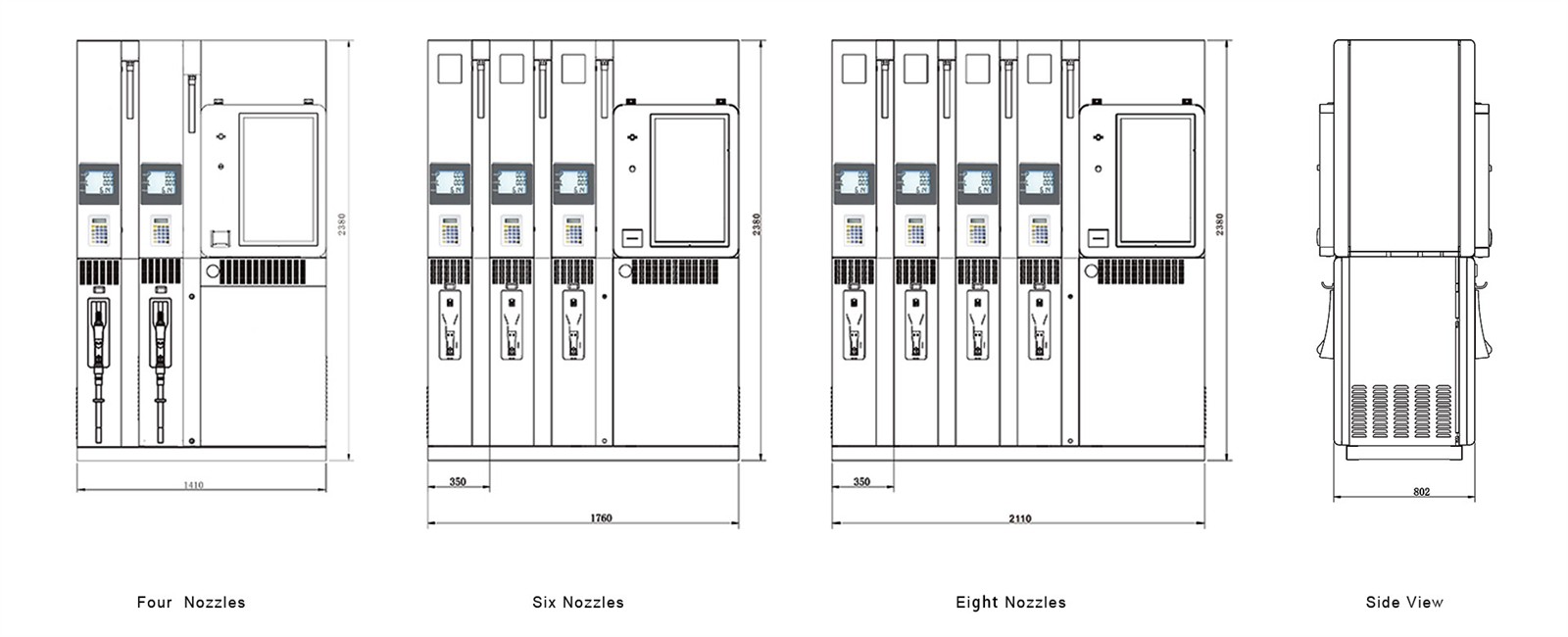 fuel dispenser size