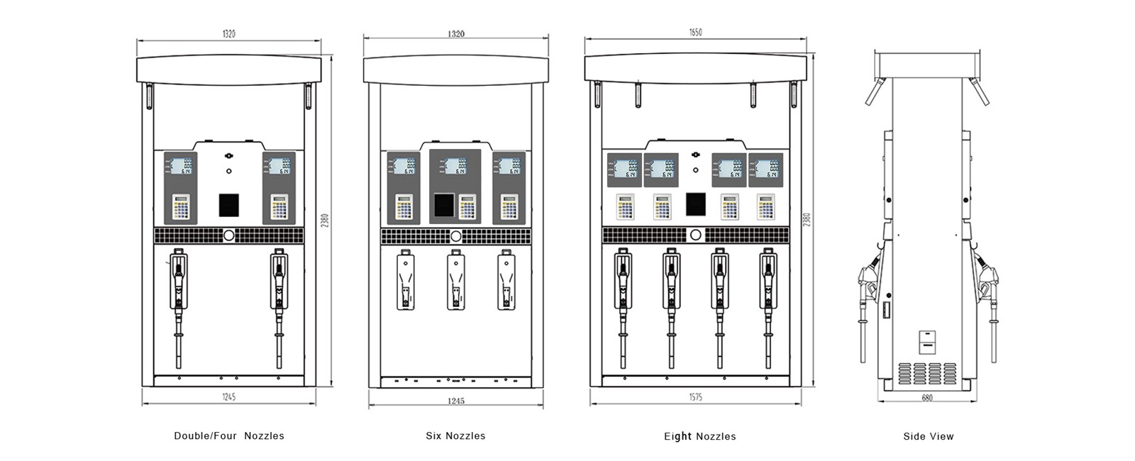 fuel dispenser size